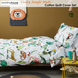 NNEDSZ Bedding House Crazy Jungle Multi Cotton Quilt Cover Set Single