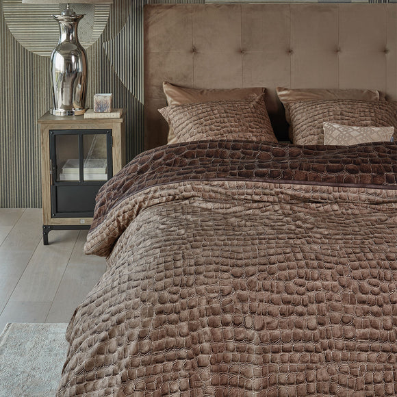 NNEDSZ Riviera Maison Croco Brown Cotton Quilt Cover Set King