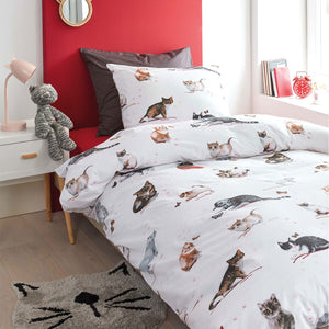 NNEDSZ Bedding House Cute Cats Cotton Quilt Cover Set Single
