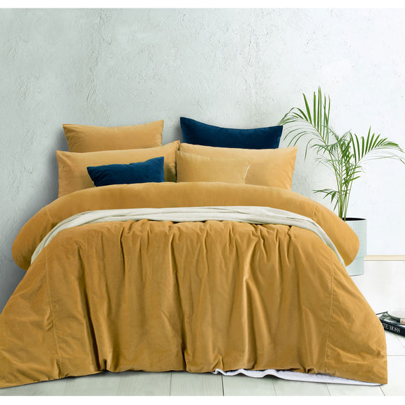 NNEDSZ Vintage Design Homewares Cotton Velvet Quilt Cover Set Gold Harmony Queen