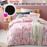 NNEDSZ Dream Big Glow in the Dark Quilt Cover Set Double