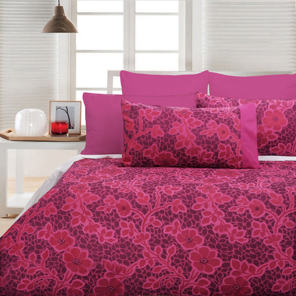 NNEDSZ Accessorize Emma Pink Quilt Cover Set - Queen