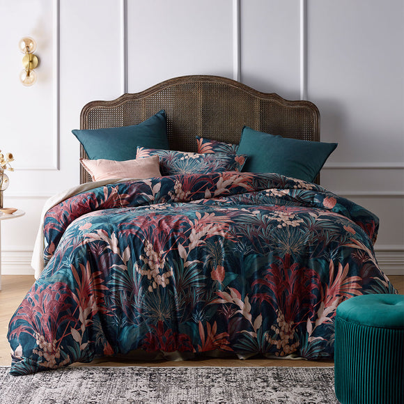 NNEDSZ Vintage Design Homewares Etheridge Printed Velvet Quilt Cover Set Queen