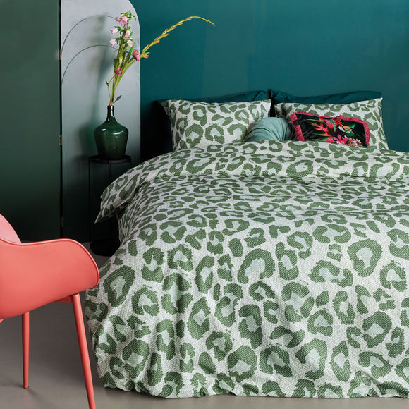 NNEDSZ Bedding House Fabrice Green Cotton Quilt Cover Set Queen