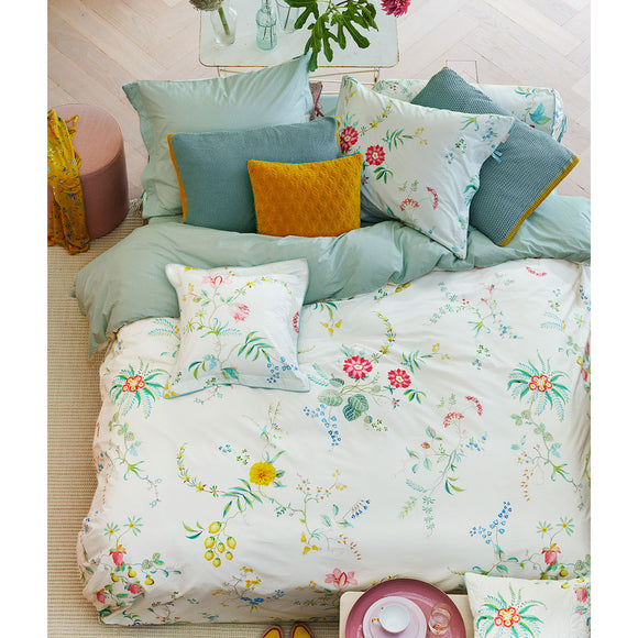 NNEDSZ Studio Fleur Grandeur White Cotton Quilt Cover Set Queen