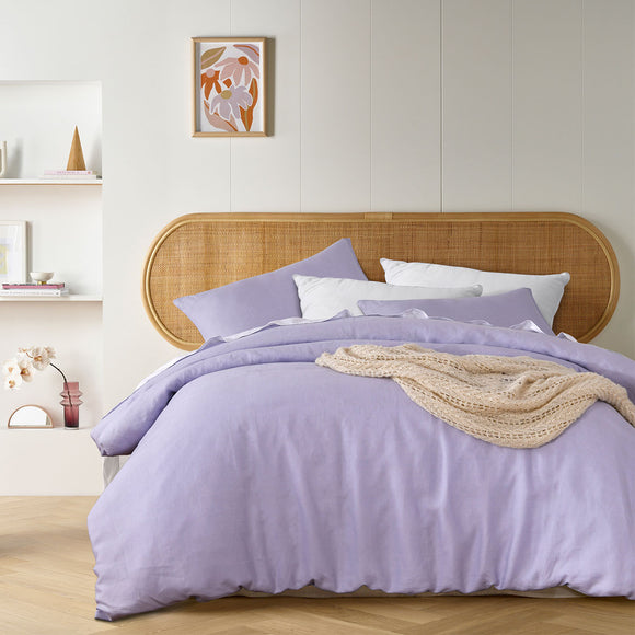 NNEDSZ Vintage Design Homewares Lilac French Linen Quilt Cover Set King