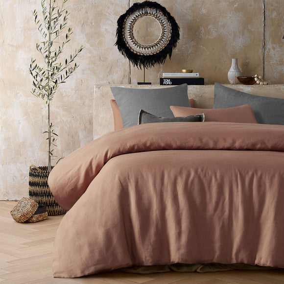 NNEDSZ Vintage Design Homewares Hazelnut 100% Hemp Quilt Cover Set Queen