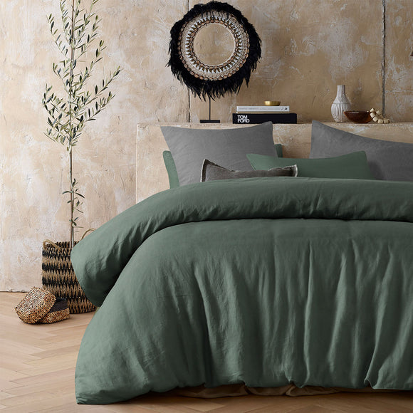 NNEDSZ Vintage Design Homewares Sea Green 100% Hemp Quilt Cover Set Queen