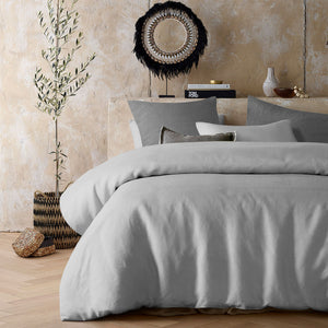 NNEDSZ Vintage Design Homewares Silver 100% Hemp Quilt Cover Set Queen