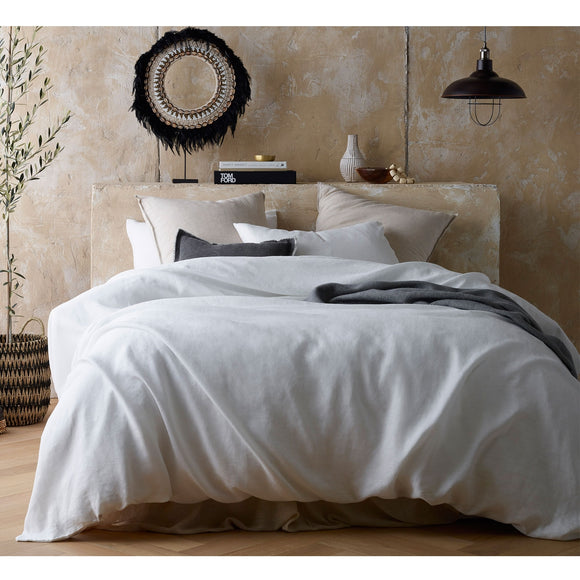 NNEDSZ Vintage Design Homewares White Hemp Quilt Cover Set Super King