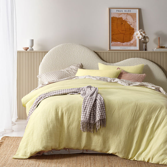 NNEDSZ Vintage Design Homewares Hugo Butter Cotton Gauze Quilt Cover Set Queen
