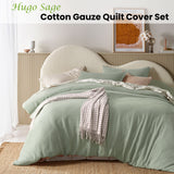 NNEDSZ Vintage Design Homewares Hugo Sage Cotton Gauze Quilt Cover Set King
