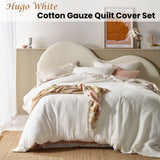 NNEDSZ Vintage Design Homewares Hugo White Cotton Gauze Quilt Cover Set Queen
