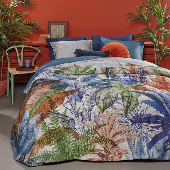 NNEDSZ Bedding House Isla Blue Cotton Sateen Quilt Cover Set King