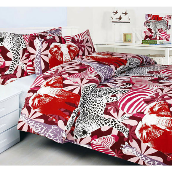 NNEDSZ Bright Young Things Jungle Red Quilt Cover Set Single