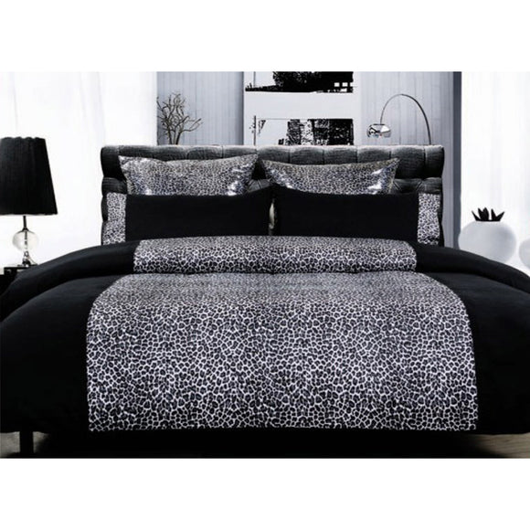 NNEDSZ Leopard Quilt Cover Set Black Super King