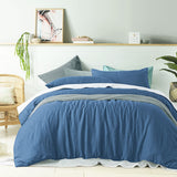NNEDSZ Vintage Design Homewares 100% Linen Brilliant Blue Quilt Cover Set King