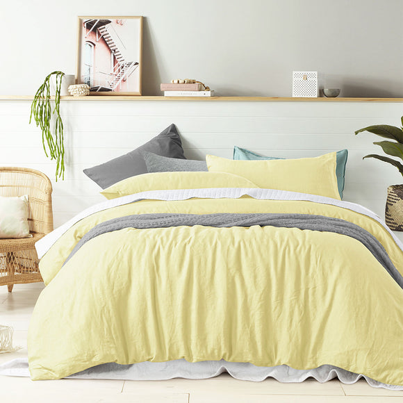 NNEDSZ Vintage Design Homewares 100% Linen Butter Quilt Cover Set Single