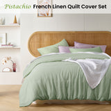NNEDSZ Vintage Design Homewares Pistachio French Linen Quilt Cover Set King