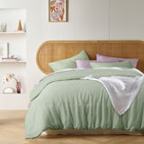 NNEDSZ Vintage Design Homewares Pistachio French Linen Quilt Cover Set Queen