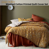 NNEDSZ Accessorize Lisa Ochre Washed Cotton Printed Quilt Cover Set King