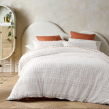 NNEDSZ Vintage Design Homewares Luca White Cotton Quilt Cover Set Queen