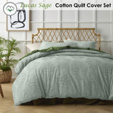 NNEDSZ Accessorize Lucas Sage Cotton Quilt Cover Set Double