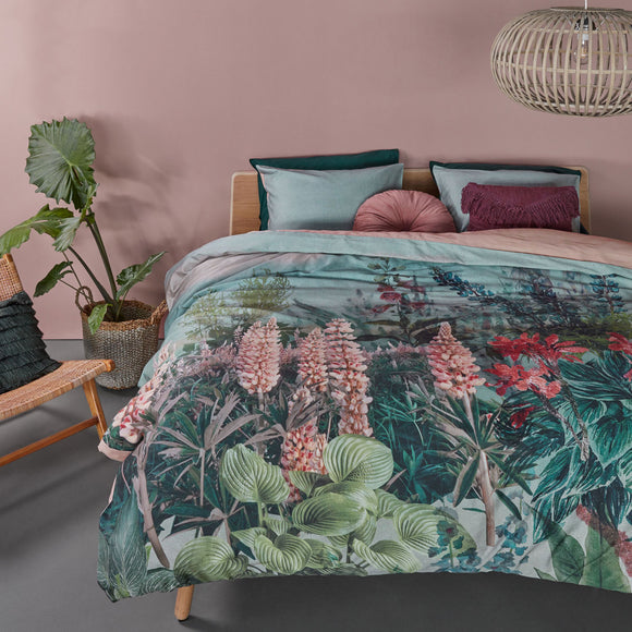 NNEDSZ Bedding House Lupine Green Cotton Sateen Quilt Cover Set Queen