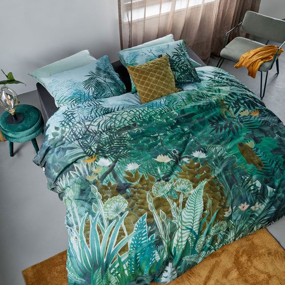 NNEDSZ Bedding House Madagascar Green Cotton Quilt Cover Set Queen