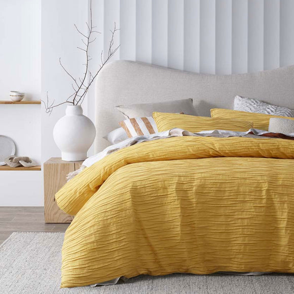 NNEDSZ Vintage Design Homewares Malvern Ochre Cotton Quilt Cover Set Queen