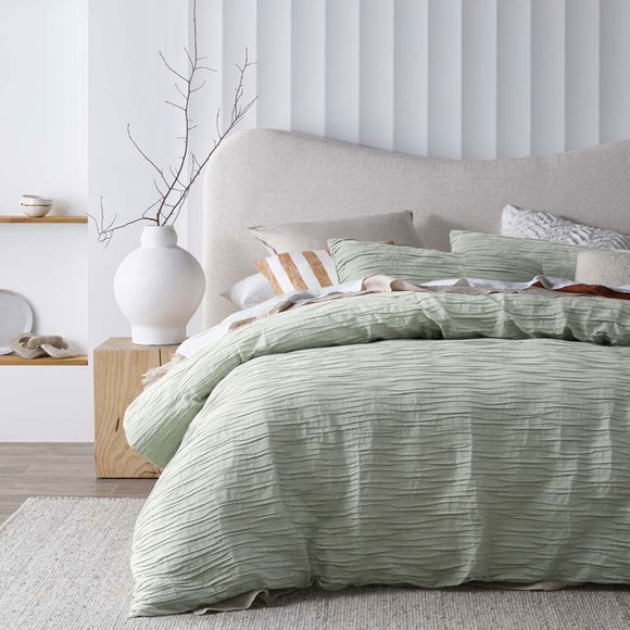 NNEDSZ Vintage Design Homewares Malvern Sage Cotton Quilt Cover Set Double