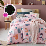 NNEDSZ Miaow Glow in the Dark Quilt Cover Set Double