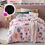 NNEDSZ Miaow Glow in the Dark Quilt Cover Set Double