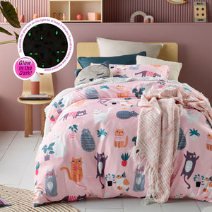 NNEDSZ Miaow Glow in the Dark Quilt Cover Set Single