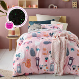 NNEDSZ Miaow Glow in the Dark Quilt Cover Set Single