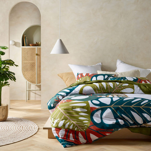 NNEDSZ Accessorize Monstera Digital Printed Cotton Quilt Cover Set Queen
