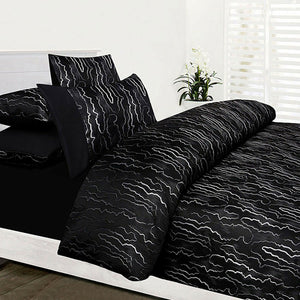 NNEDSZ Accessorize Naples Black Jacquard Quilt Cover Set Double