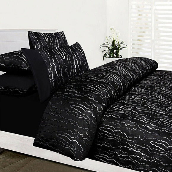 NNEDSZ Accessorize Naples Black Jacquard Quilt Cover Set Double