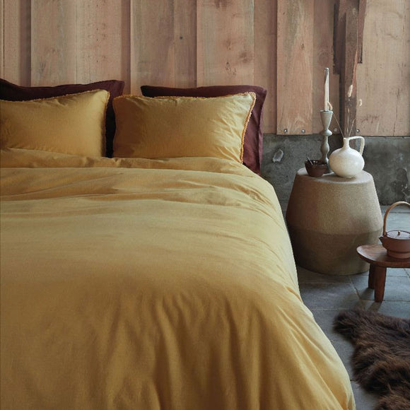 NNEDSZ VTWonen Natural Stone Fraying Yellow Quilt Cover Set King