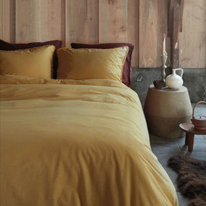 NNEDSZ VTWonen Natural Stone Fraying Yellow Quilt Cover Set Queen