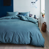 NNEDSZ Bedding House Organic Cotton Basic Blue Grey Quilt Cover Set King