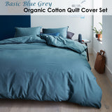 NNEDSZ Bedding House Organic Cotton Basic Blue Grey Quilt Cover Set King
