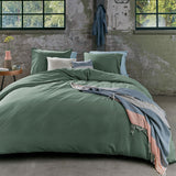NNEDSZ Bedding House Organic Cotton Basic Green Quilt Cover Set Queen