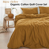 NNEDSZ Bedding House Organic Cotton Basic Ochre Quilt Cover Set Queen