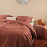 NNEDSZ Bedding House Organic Cotton Basic Terracotta Quilt Cover Set Queen