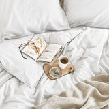 NNEDSZ Bedding House Organic Cotton Basic White Quilt Cover Set King