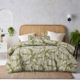 NNEDSZ Accessorize Betty Otway Moss Green Washed Cotton Printed Quilt Cover Set Super King