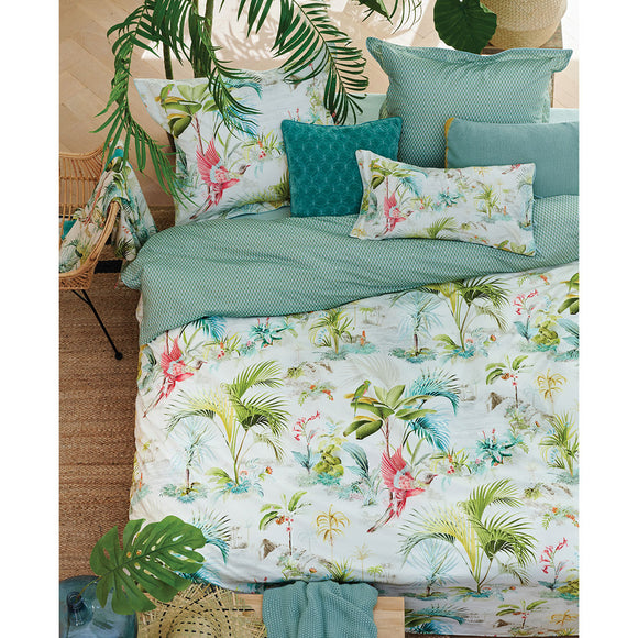 NNEDSZ Studio Palm Scenes White Cotton Quilt Cover Set Queen