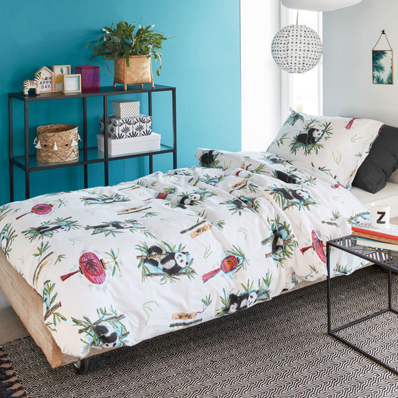 NNEDSZ Bedding House Panda Dream Cotton Quilt Cover Set Single