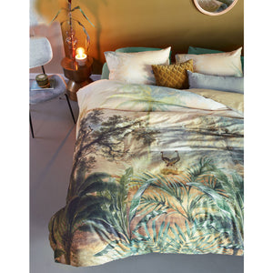 NNEDSZ Bedding House Panoramic Green Cotton Sateen Quilt Cover Set Queen